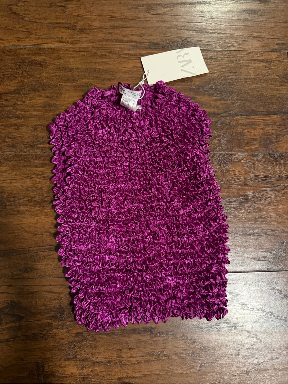 Zara Magenta Ruched Knit Tank Top